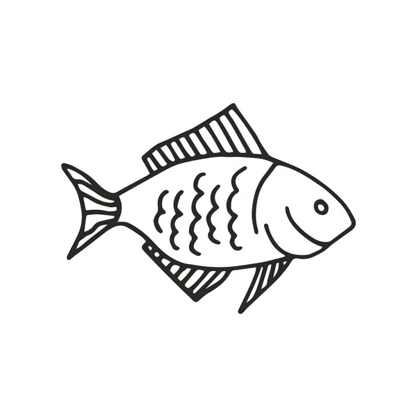 Vettore Disegno Mano Pesce Elemento Isolato Vintage — Vettoriale Stock