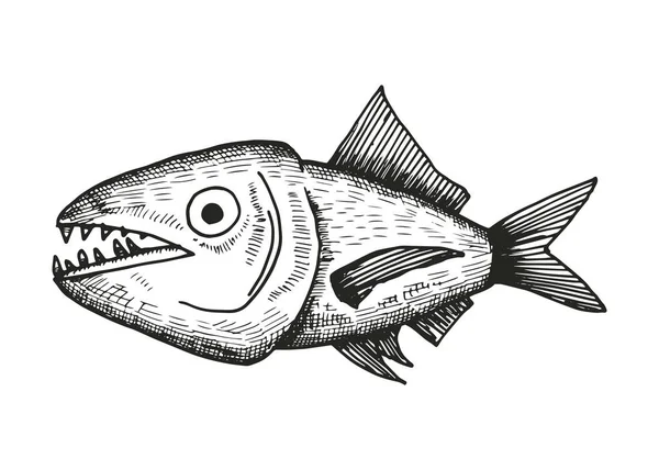 Poisson Dessin Main Vecteur Élément Isolant Vintage — Image vectorielle