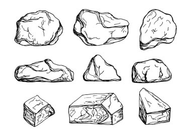 taşlar izole nesneleri vintage seti