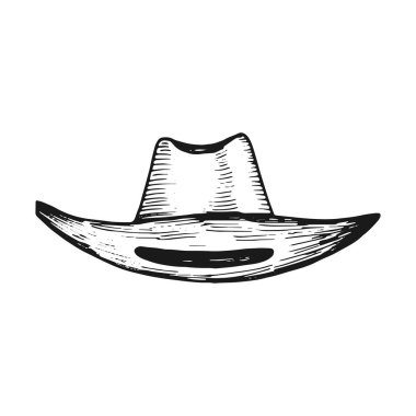 şapka el çizim vektör. Vintage yalıtılmış öğesi.