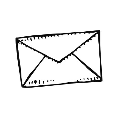 posta zarf simgesi vektör kroki. İzoleli el çizimi.
