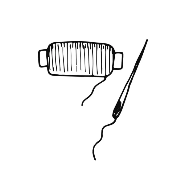 바느질 바늘과 스레드 아이콘을 제공합니다 스케치 — 스톡 벡터