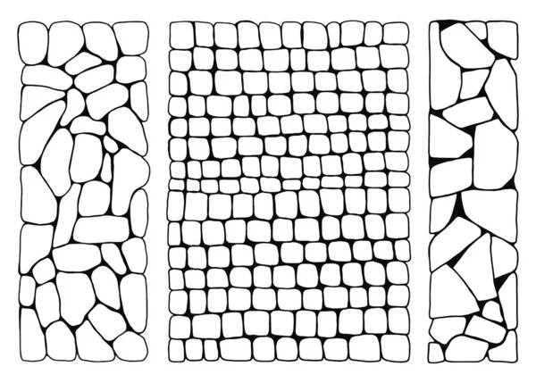 Текстура Камней Стена Кирпича Устанавливает Вектор Асфальтированные Каменные Дорожки — стоковый вектор