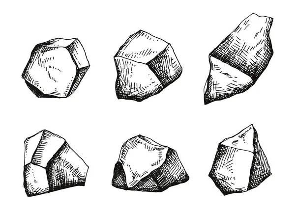 Каміння Ізольовані Предмети Вінтажний Набір — стоковий вектор