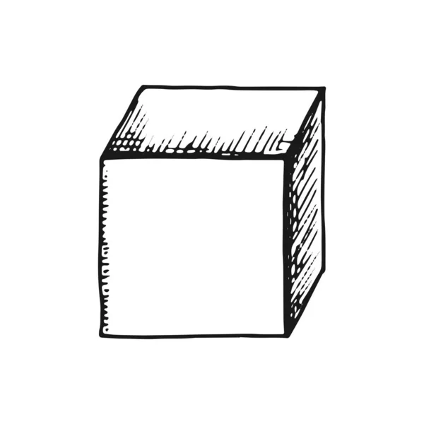 Cube Vintage Skizze Isolierter Vektor Auf Weißem Hintergrund — Stockvektor