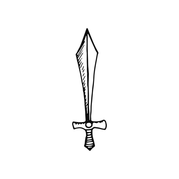 Schwert Symbol Skizze Isoliertes Objekt — Stockvektor