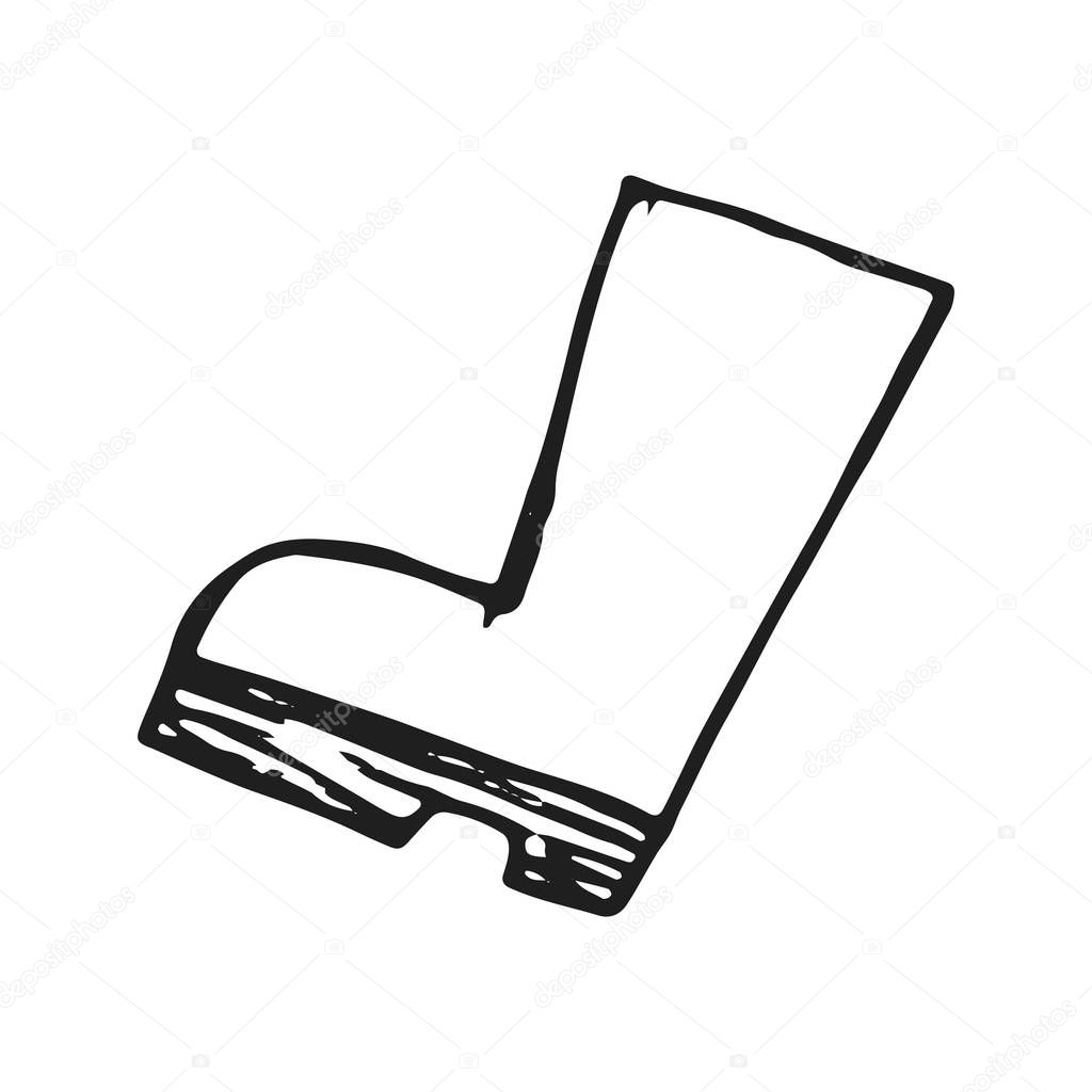 boot icon vector sketch isolated on white background.