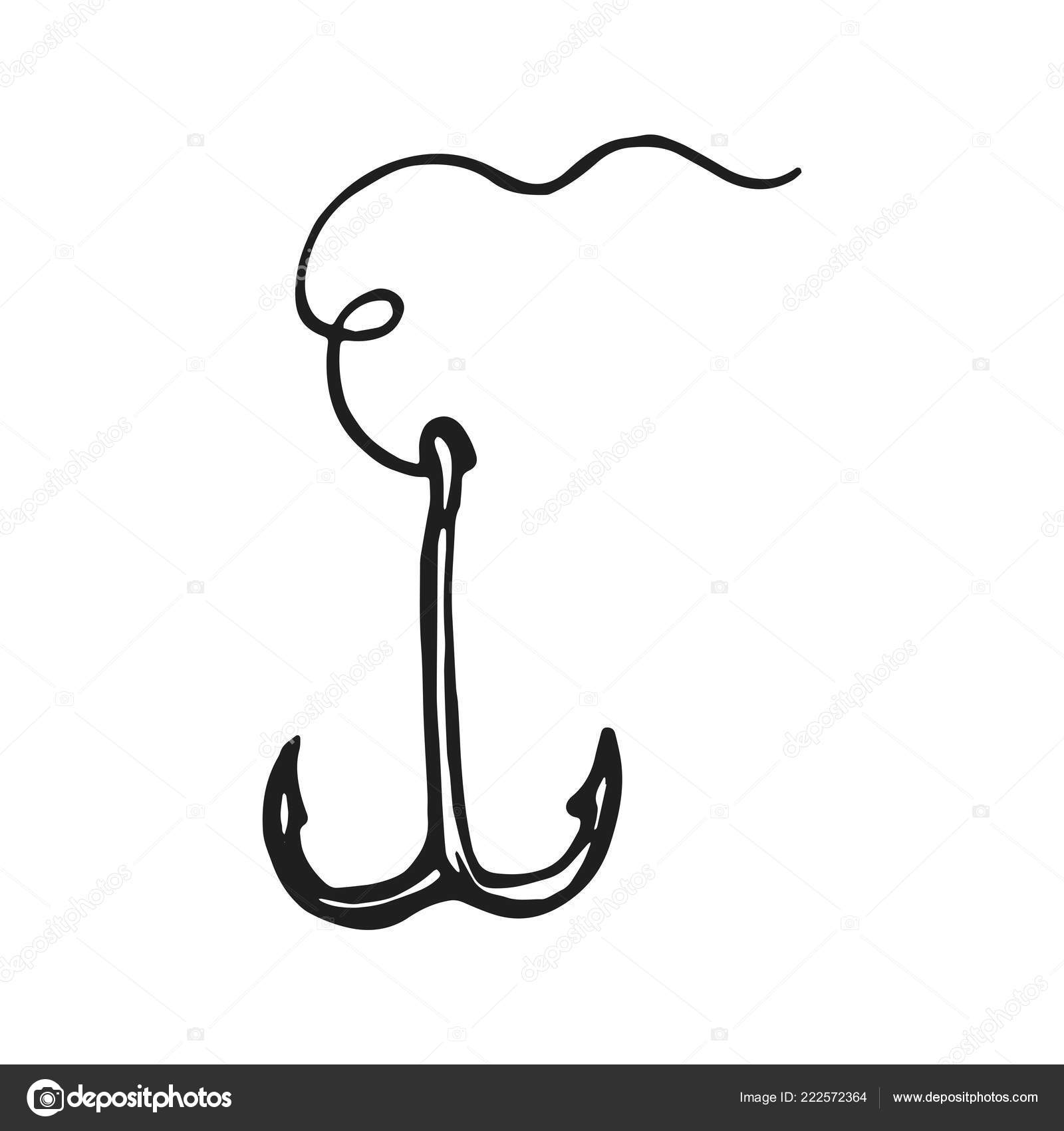 Hook Fishing Vector Sketch Hand Drawing Stock Vector C Abree 222572364