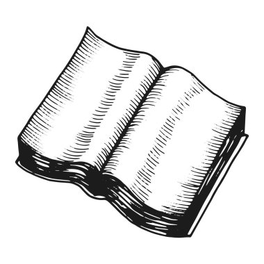 kitap açık kroki tek renkli. izole