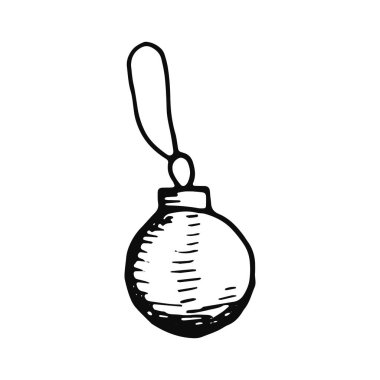 Noel oyuncak top simgesi. kroki yalıtılmış nesne.