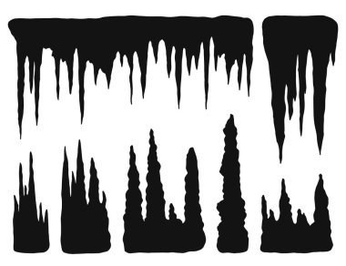 stalactites, growths and mineral formations. vector clipart