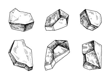 taşlar izole nesneleri vintage seti