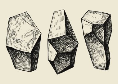 taşlar izole nesneleri vintage seti