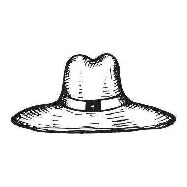 şapka simge vektör kroki. el çizimi.