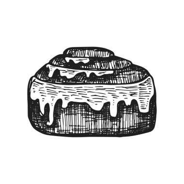 Bun reçel ve krema vektör ile. kroki simgesi