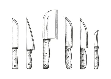 bıçak mutfak simge vektör kroki. el çizimi.