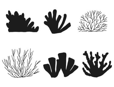 yosun Icon set. Deniz bitki izole.