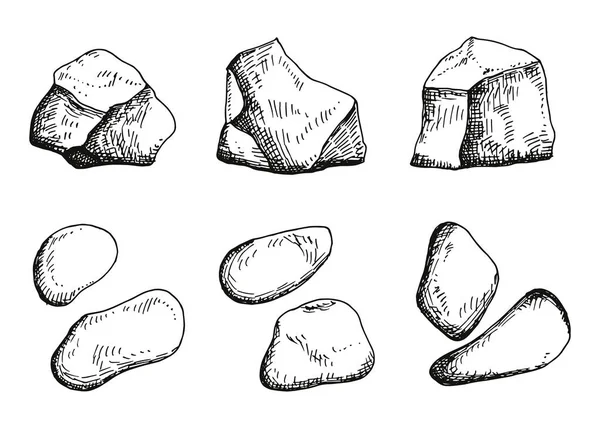 Камни Изолированные Объекты Винтажный Набор — стоковый вектор