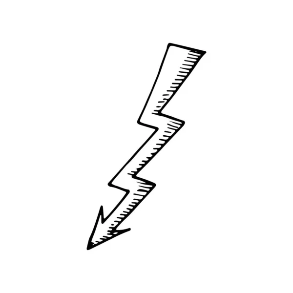 Arrow Lightning Drawing Icon Sketch Isolated Object — Stock Vector