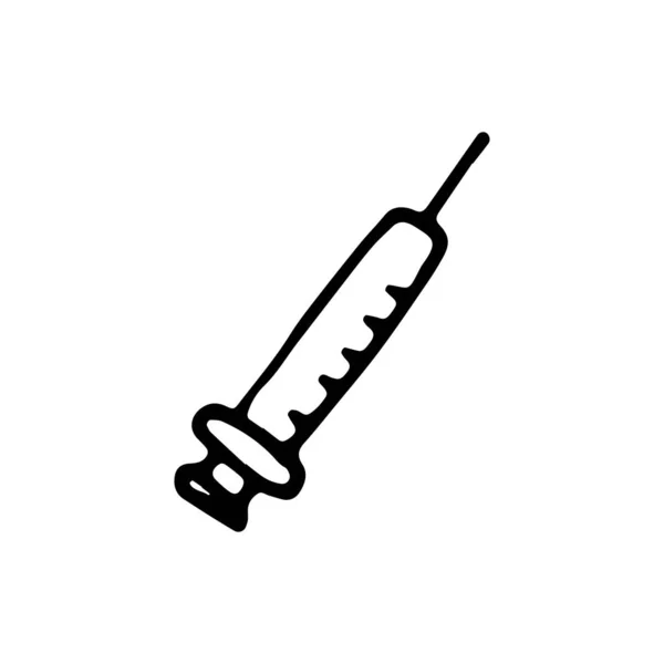 Syringe Medical Icon Sketch Isolated Object — Stock Vector