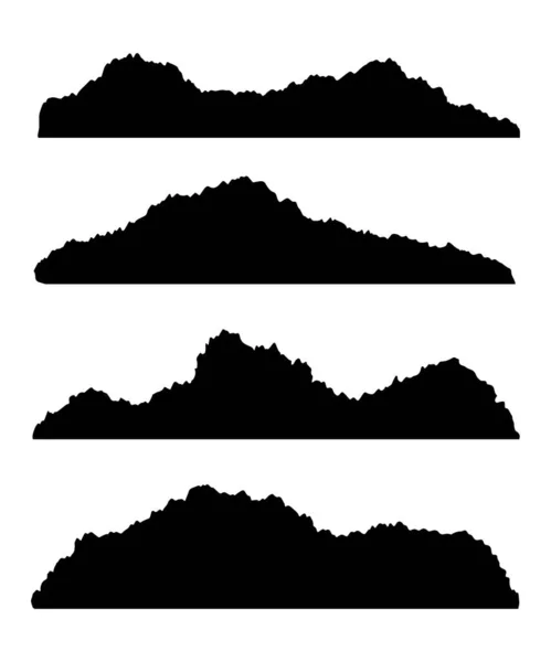 Silueta Conjunto Vectorial Negro Montaña Aislado — Archivo Imágenes Vectoriales
