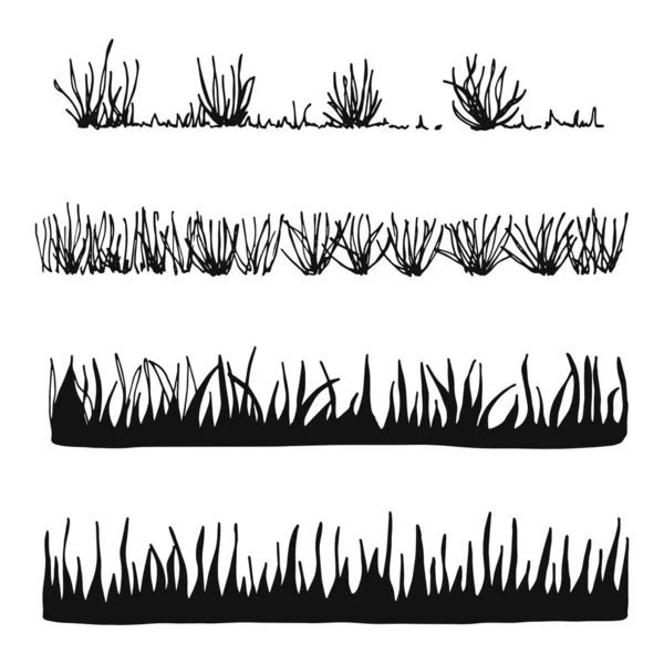 Gras Planten Vector Geïsoleerde Silhouet — Stockvector