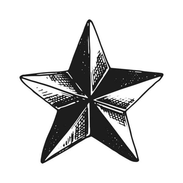 Star Sketch Monochrome Isolated — Stock Vector