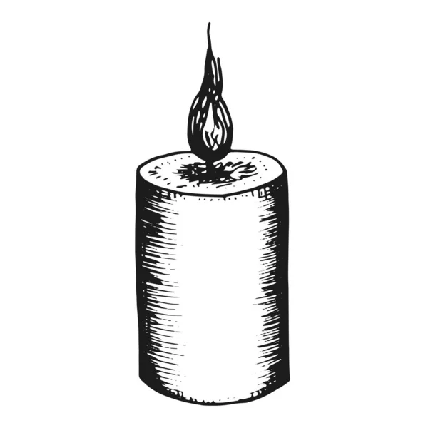 Candle Sketch Monochrome Isolated White Background — Stock Vector