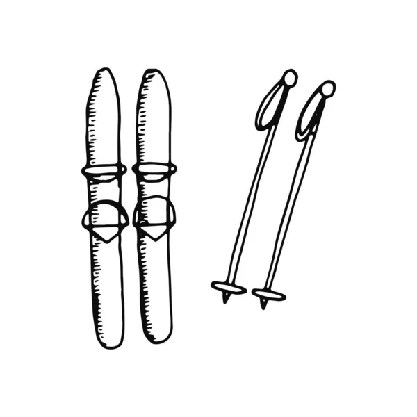 Skiën Pictogram Schets Geïsoleerde Object — Stockvector