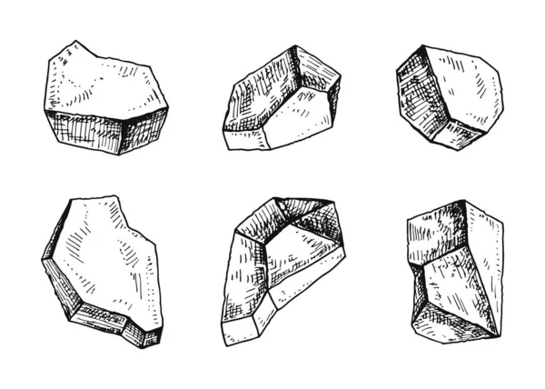Kameny Izolované Objekty Vintage Sady — Stockový vektor