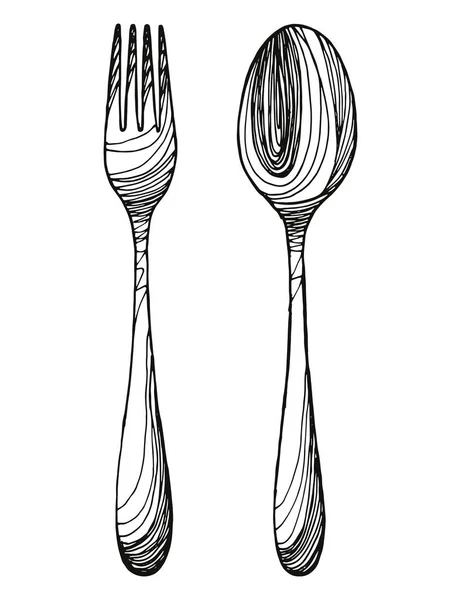 孤立したオブジェクト 手描きの食器 — ストックベクタ