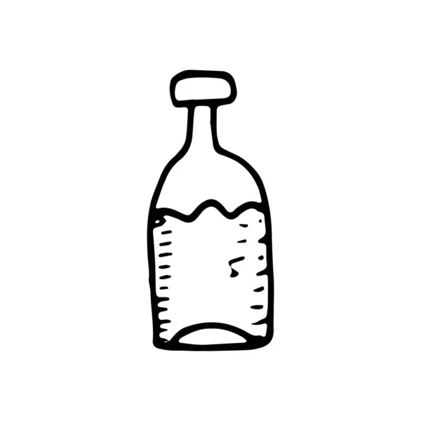 Flasche Mit Getränk Symbol Skizze Isoliertes Objekt — Stockvektor