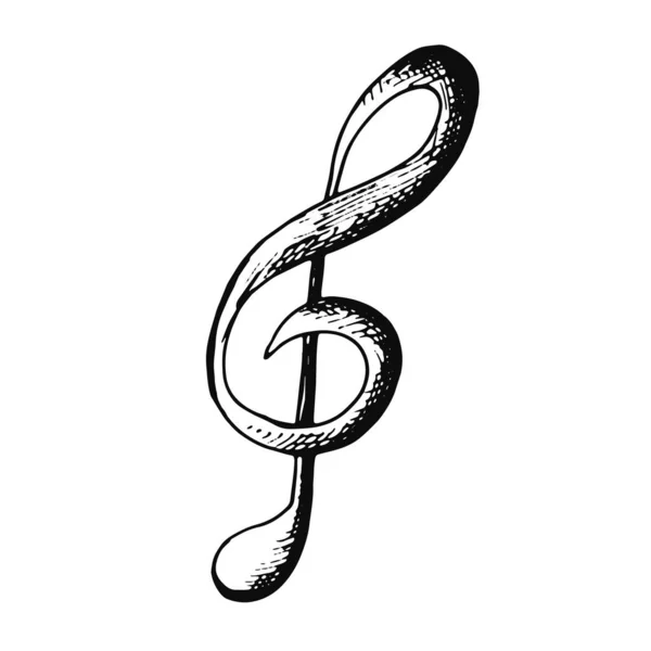 Clave Triple Icono Boceto Musical Objeto Aislado Sobre Fondo Blanco — Vector de stock