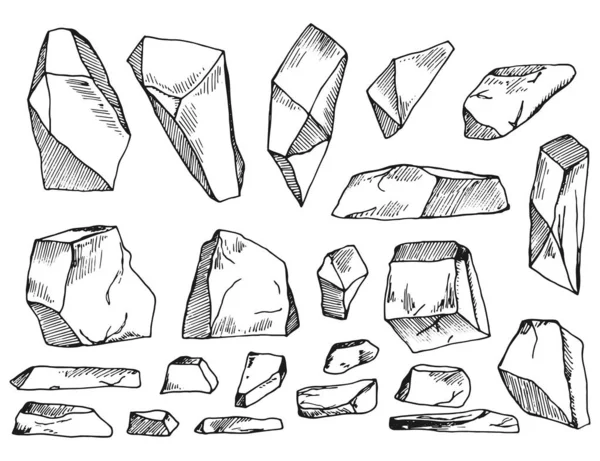 Conjunto Piedras Vectoriales Aislado Sobre Fondo Blanco — Archivo Imágenes Vectoriales