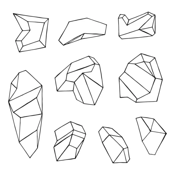 Stenen Faceted Vector Kasseien Geïsoleerd — Stockvector