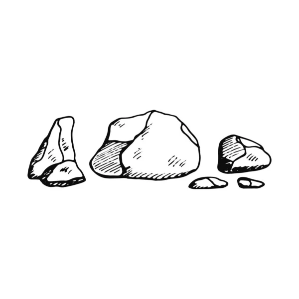 Ícone Pedras Esboço Objeto Isolado — Vetor de Stock