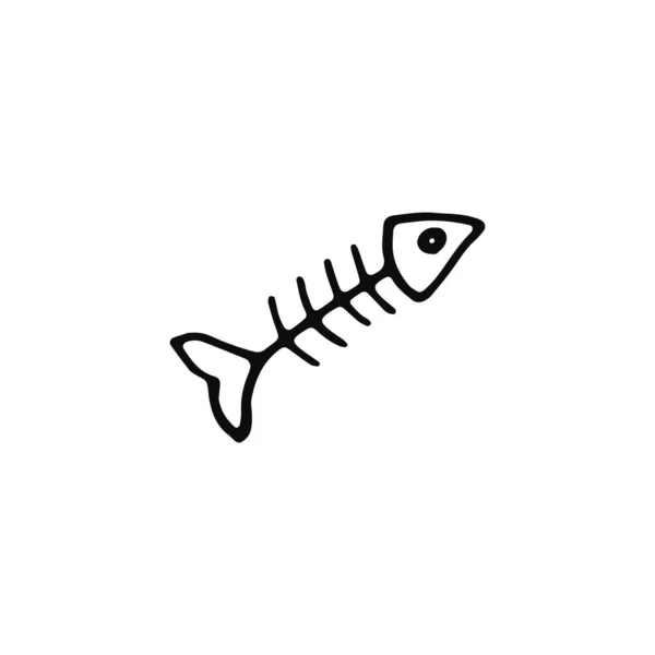 Ψάρια Εικονίδιο Του Σκελετού Των Οστών Σκίτσο Απομονωμένο Αντικείμενο — Διανυσματικό Αρχείο