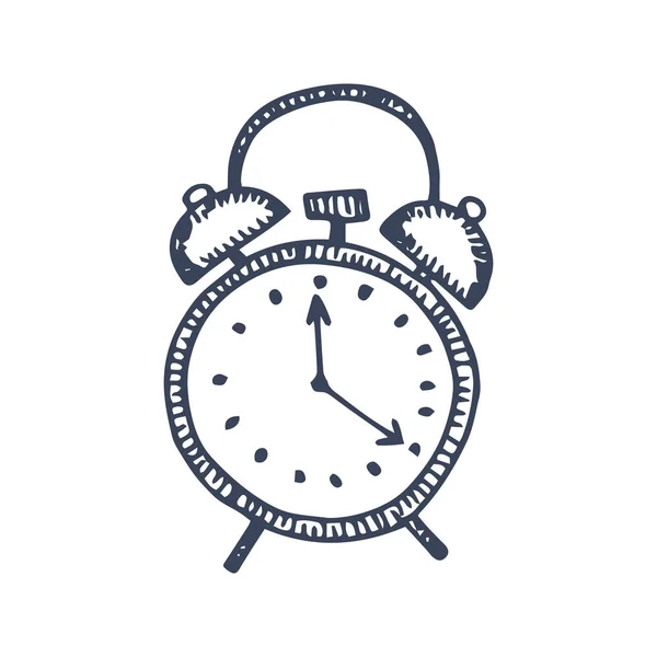 Значок Годинника Ізольований Ескіз Єкта Чорний Білому Тлі — стоковий вектор