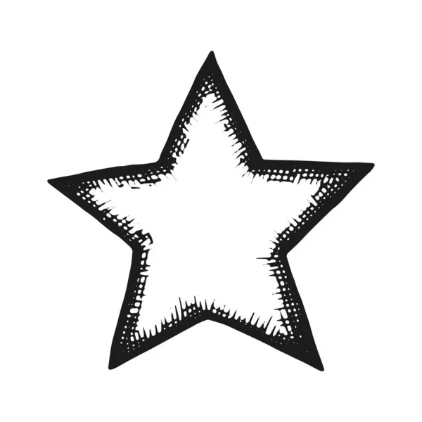 Hvězda Náčrt Černobíle Izolované Bílém Pozadí — Stockový vektor