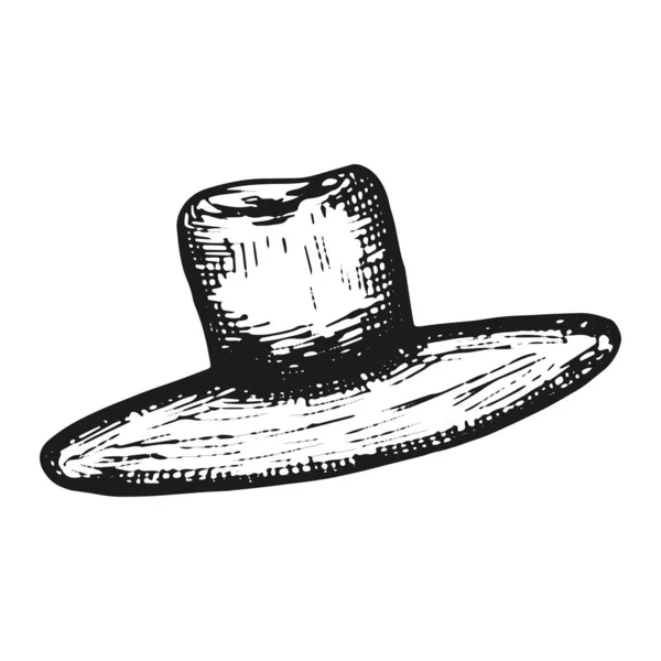 Καπέλο Σκίτσο Μονόχρωμη Απομονωμένα Λευκό Φόντο — Διανυσματικό Αρχείο