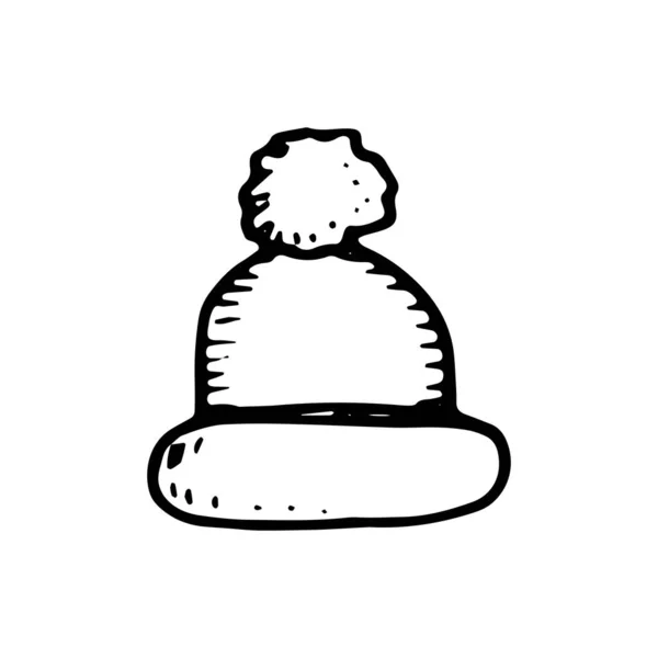 Зимовий Капелюх Значок Ескіз Ізольованого Єкта — стоковий вектор