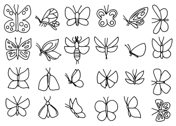 Набор Иконок Бабочек Насекомых Изолированные Объекты — стоковый вектор
