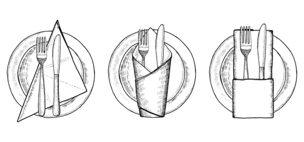 Столові Прилади Ізольованих Єктів Намальовані — стоковий вектор