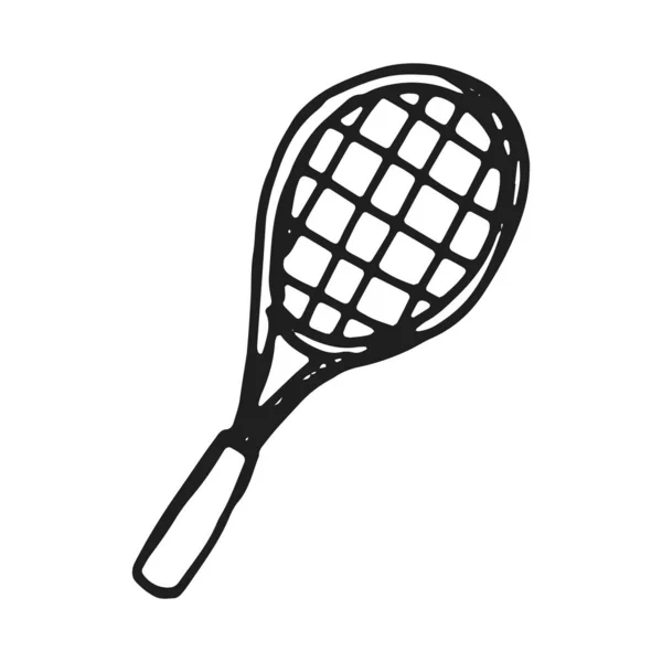 大きなテニスのアイコン ベクトルのためのラケットをスケッチに孤立した白い背景 — ストックベクタ