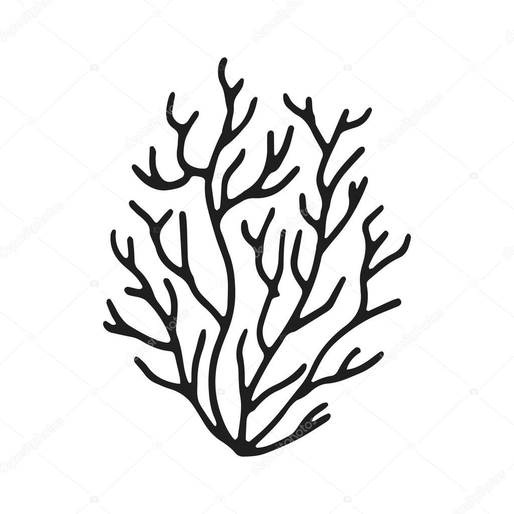 coral icon vector sketch isolated on white background.