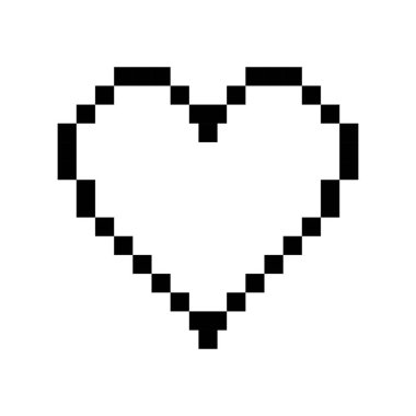 kalp vektör piksel simgesi. Beyaz arka plan üzerinde izole.