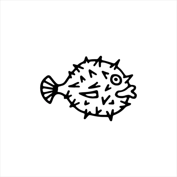 Pescado Icono Fugu Venenoso Objeto Aislado — Vector de stock
