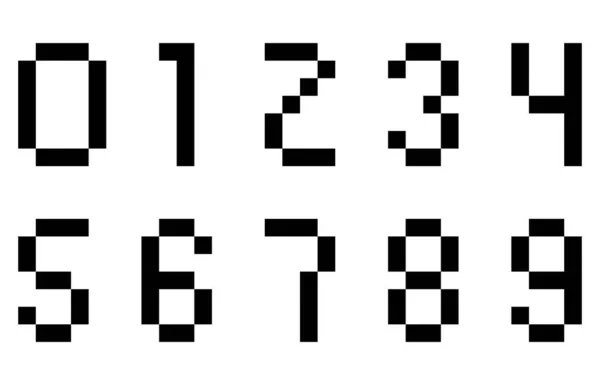 Números Pixel Conjunto Vetor Isolado — Vetor de Stock