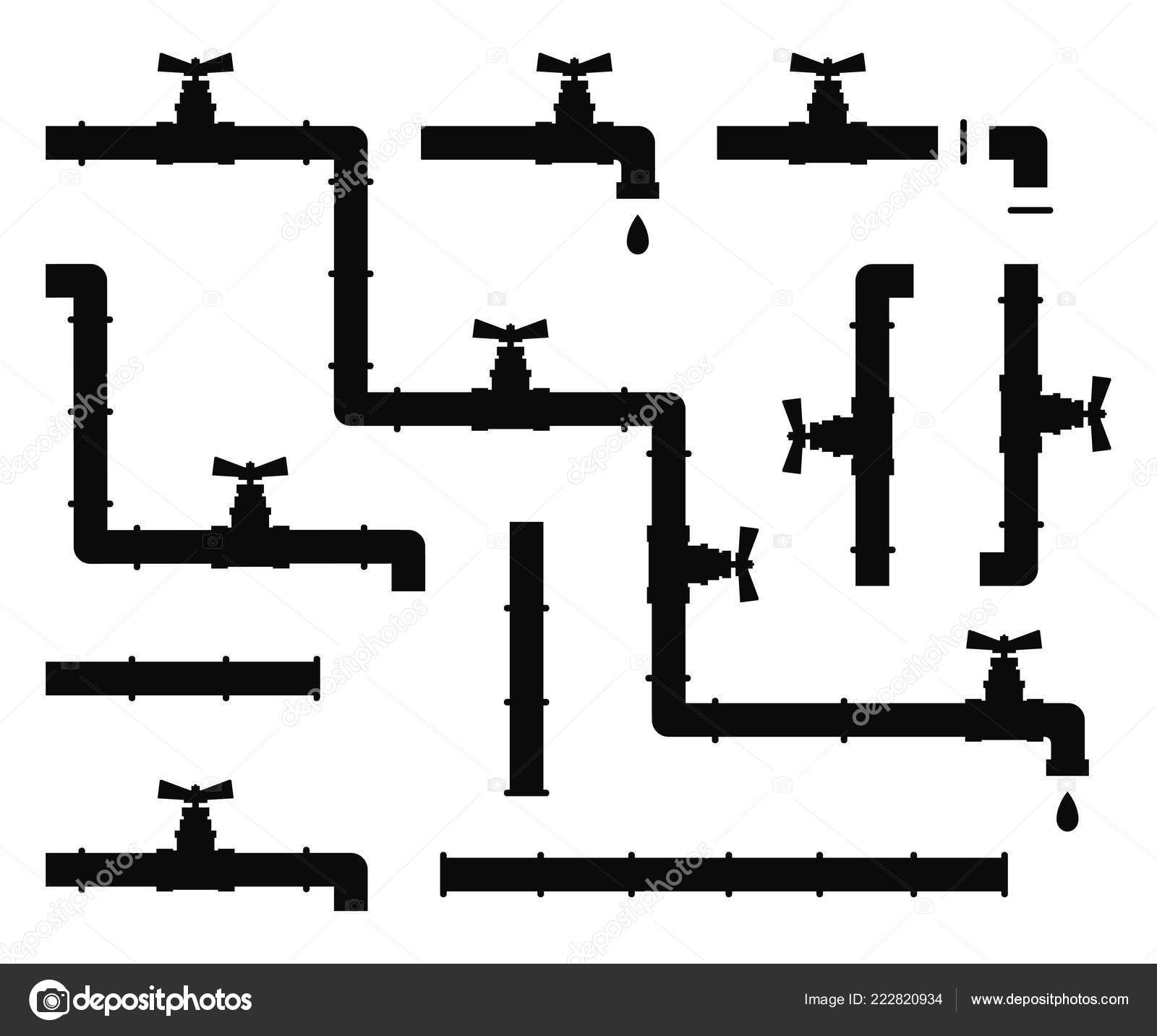 Plumbing Plumbing Pipes Icon Bent Black Isolated Stock Vector by ©Abree  222820934