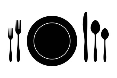 izole nesneleri, handdrawn çatal bıçak takımı